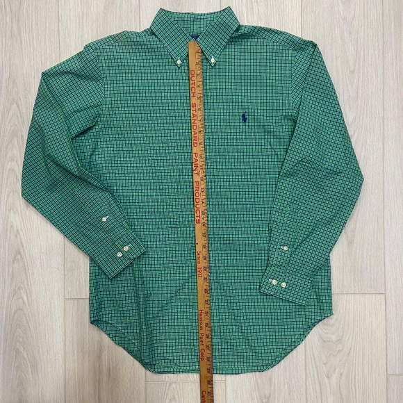 Ralph Lauren Polo Classic Fit Green & Blue Long-sleeve Button Down Mens  15.5 - Picture 5 of 9